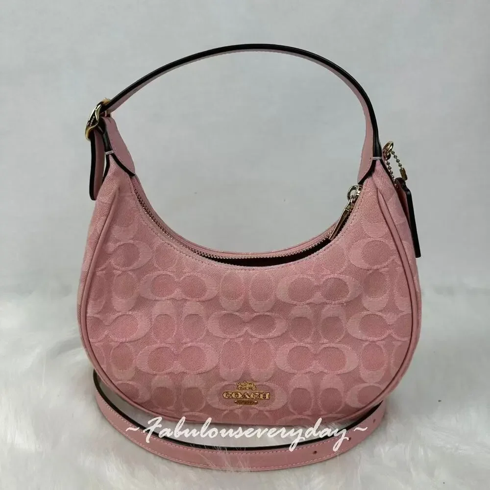 Coach Emily Shoulder Bag Crossbody In Signature Denim/Gold/Light Pink CEN04 NWT